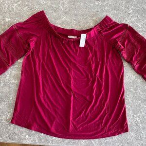 NWT Reitmans Red Off the Shoulder Shirt Sz XL